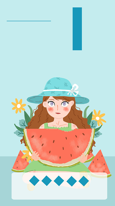 创意清新你好八月夏天夏季手机海报背景