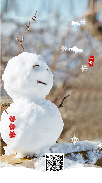 唯美清新简约小雪传统节气手机海报模板背景