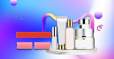 梦幻风格淘抢购化妆品打折电商海报背景