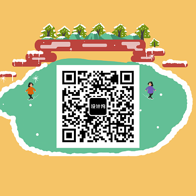 冬季卡通插画二维码背景