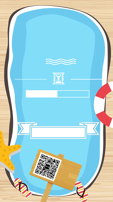 夏日特惠清新蓝色泳池创意手机海报背景
