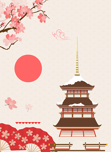 水粉日本游印刷海报背景