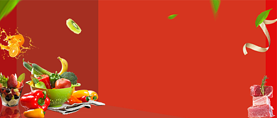 鲜红色插画优质生鲜公众号首图背景