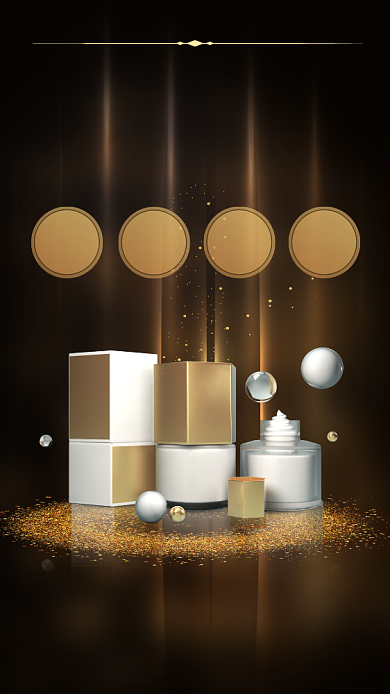 深色大气简约金色粉末护肤品海报背景
