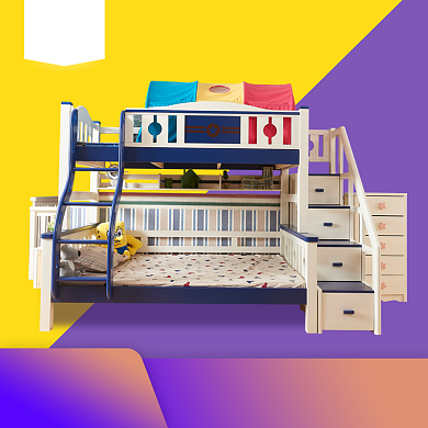 黄色紫色家具居家多功能床直通车背景