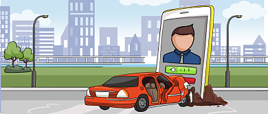 手绘卡通道路交通安全警示广告微信公众号素材图片背景