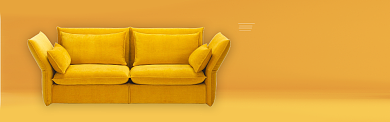 黄色家具家居双人沙发促销banner背景