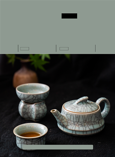 灰绿传统陶瓷艺术展览印刷海报背景