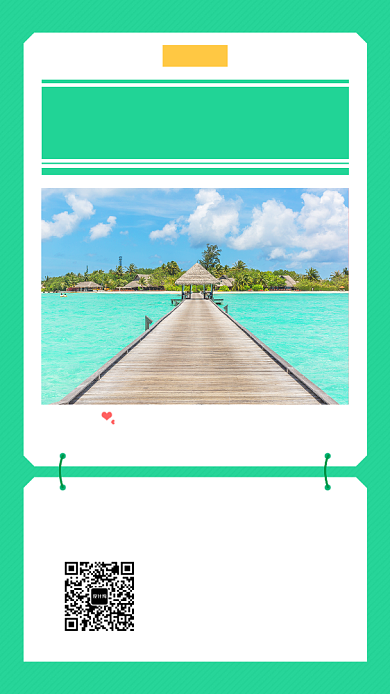 绿色创意马尔代夫旅行手机海报背景
