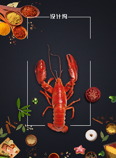 创意时尚香辣小龙虾海报背景