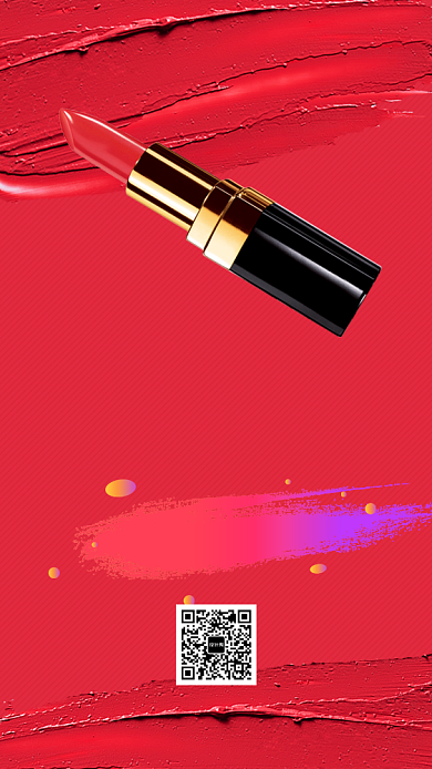 红色时尚口红促销手机海报模板背景