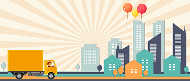 专业搬家团队卡通手机首图背景