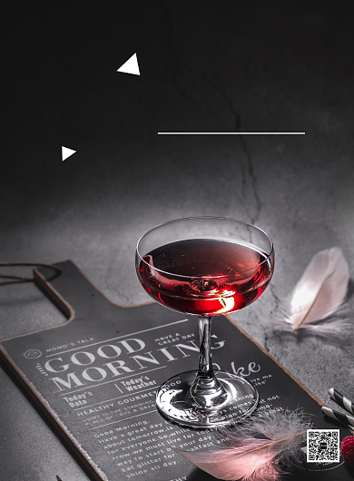 黑白色调杂志风餐饮美食窖藏红酒印刷海报背景