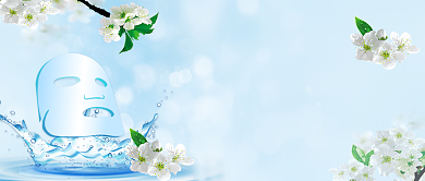 清新自然蓝色花卉美妆美容广告微信公众号素材图片背景