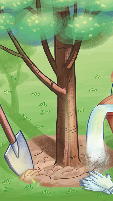 植树节植树手机海报背景