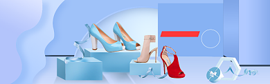 蓝色女鞋促销上新电商淘宝banner背景