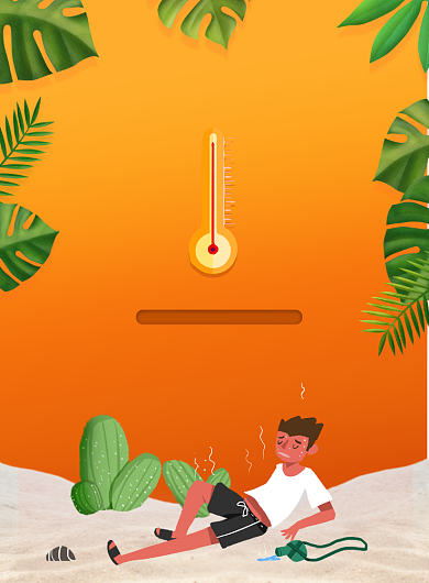 橘色高温预警印刷海报背景