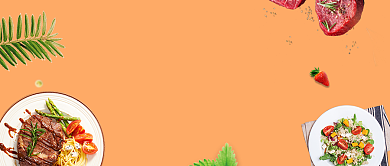 创意时尚西餐黑椒牛排微信公众号素材图片背景