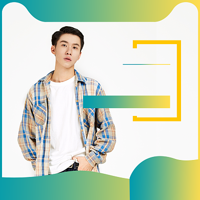 绿色黄色秋冬上新双十一男装格仔衫直通车背景