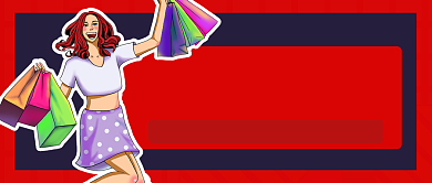 红色卡通购物双十二年终大促公众号首图背景