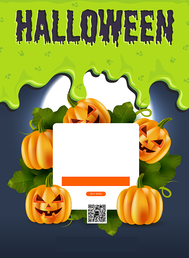 创意卡通万圣节自助晚餐宣传促销海报背景