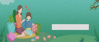 卡通插画亲子春游公众号首图背景