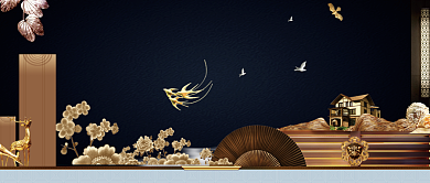 复古新中式房地产别墅奢华大气广告微信公众号素材图片背景