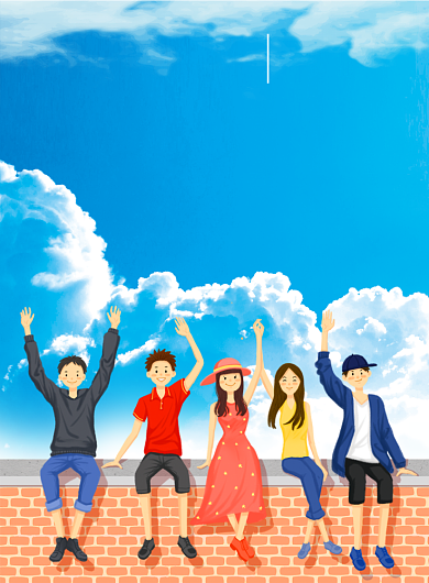 蓝色青春毕业季印刷海报背景