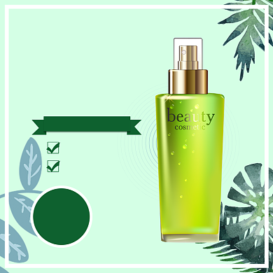 绿色小清新护肤品促销主图直通车背景