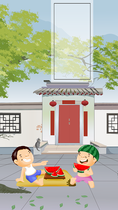 创意卡通时节夏至未至海报背景