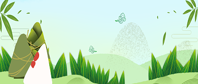 绿色手绘端午节祝福公众号首图背景