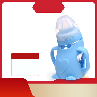 红色调年货节进口婴儿奶瓶促销直通车背景