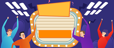 紫色卡通狂欢跨年夜全城公众号首图背景