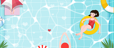 蓝色彩色游泳你好夏天夏天泳池公众号首图背景