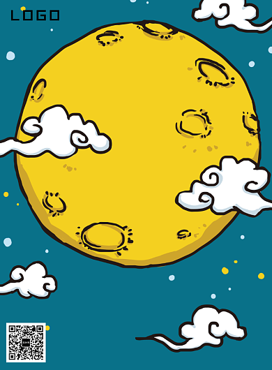 蓝色卡通中秋节活动海报背景