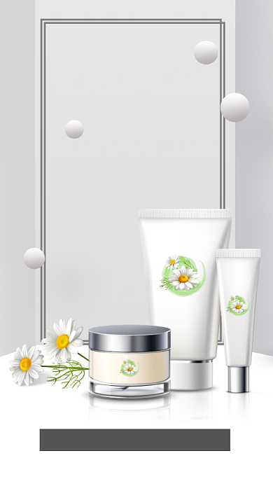 简约美妆护肤白色手机海报背景