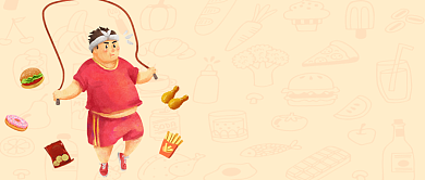 黄色简约卡通减肥首图背景