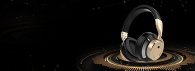 黑色质感耳机促销banner背景