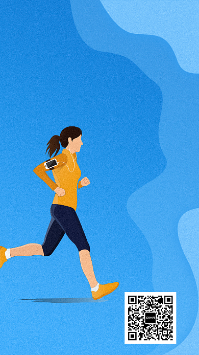 蓝色跑步迎战高考手机海报背景