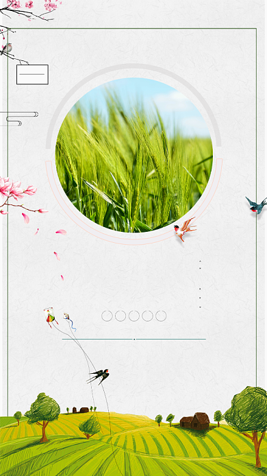 小满二十四节气丰收麦穗黄稻田手机海报背景
