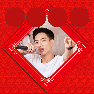 红色喜庆新年快乐头像淘宝直通车图片背景