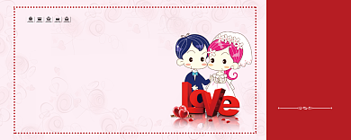 红色婚礼活动优惠券背景