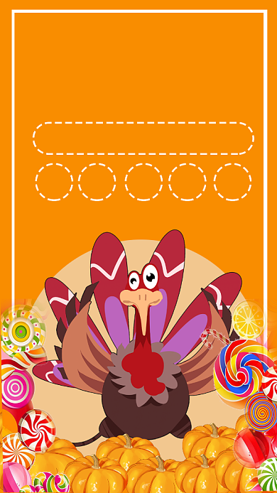  手绘风促销橘色感恩节促销手机海报背景