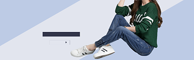 蓝色服装裤子牛仔裤促销banner背景