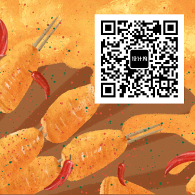 美食宣传关注新媒体二维码背景