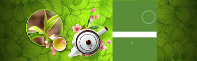 绿色自然茶道促销淘宝banner背景