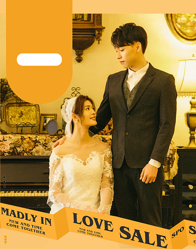 橙色调双十二婚礼服装促销电商海报背景