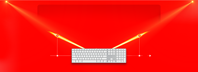 红色淘抢购数码键盘击穿低价banner背景