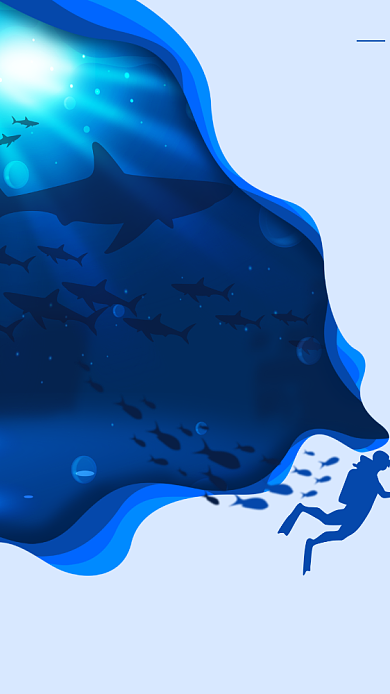 渐变蓝色户外潜水手机海报背景