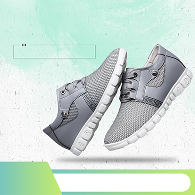 蓝色绿色渐变轻盈跑鞋直通车背景